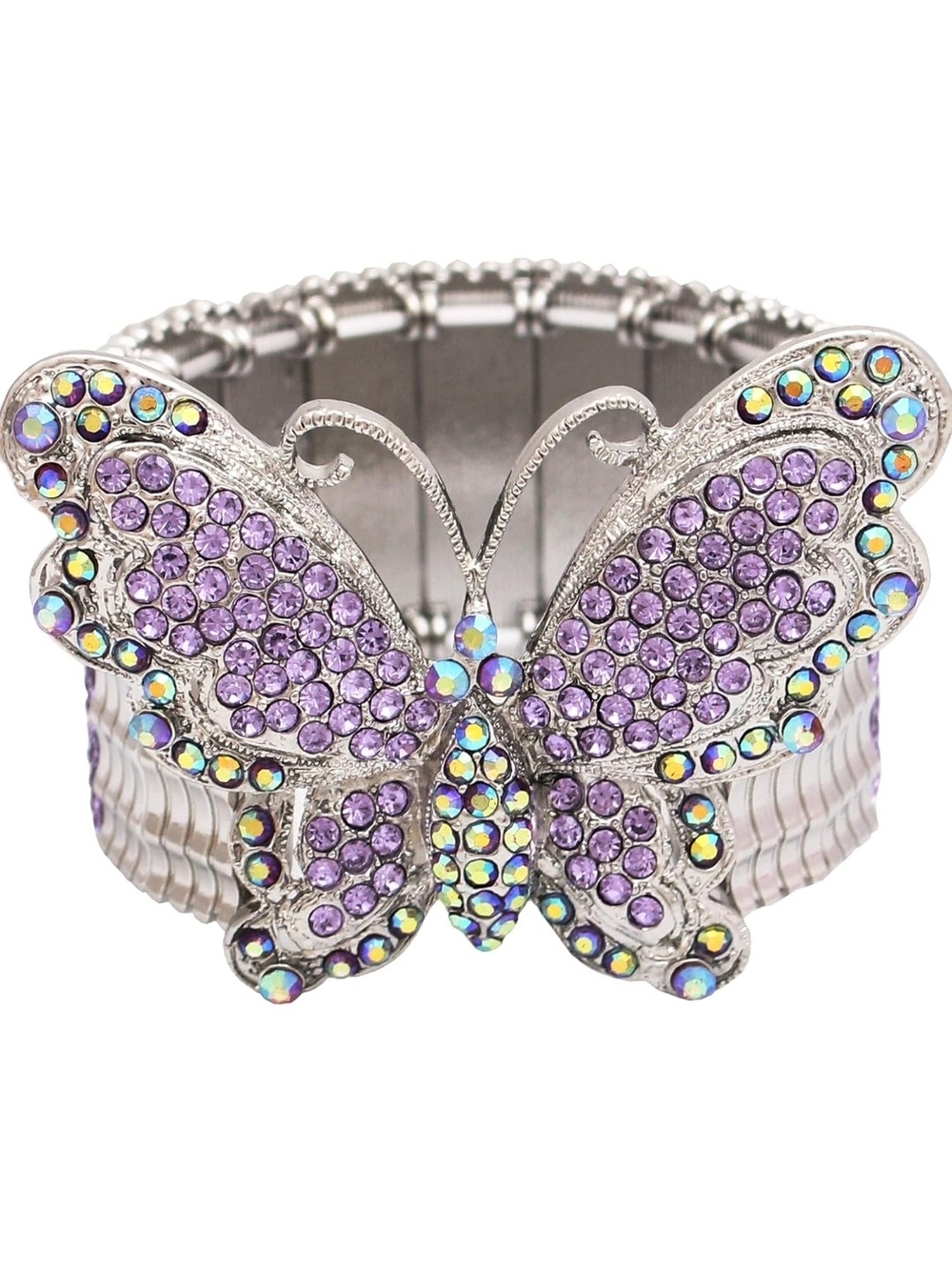 Sparkling Purple Butterfly Stretch Bracelet - Women Jewelry